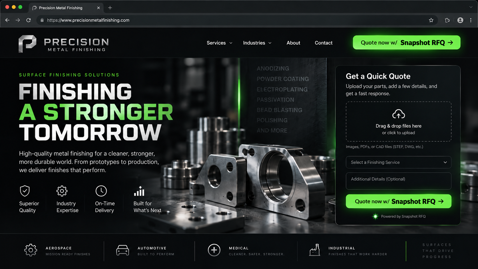 Premium website instant quote interface